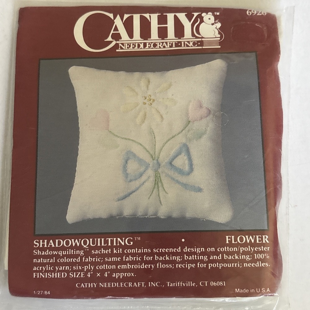 Cathy Needlecraft Kit Spring Flowers Shadow quilting 1984 Old Stock USA